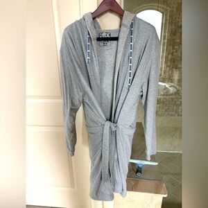 Gray Hooded Wrap Robe for Men